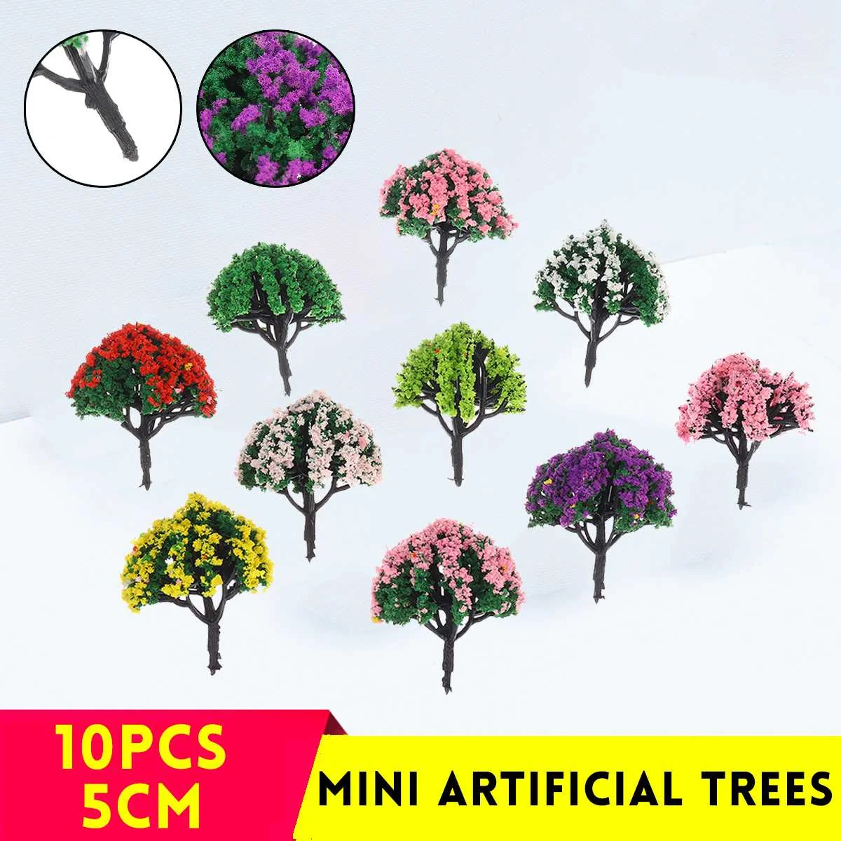 

10pcs Set DIY Fairy Garden Miniature Artificial Trees Mini Bonsai Landscape PVC Fake Trees Ornament For Home Garden Decoration