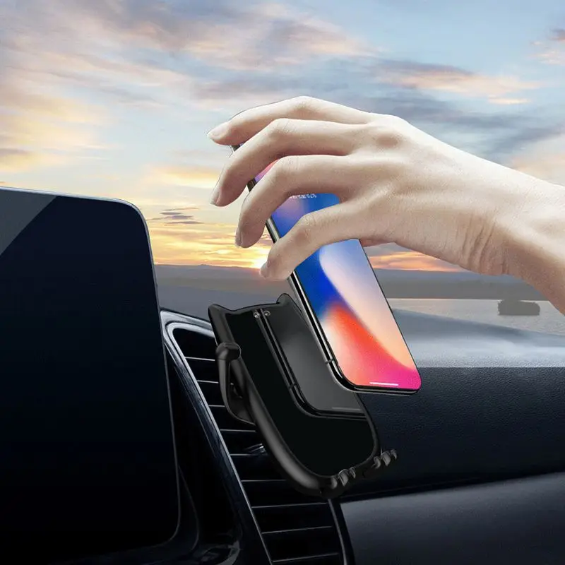 Для huawei P30 PRO iPhone XS Max samsung S10 xiaomi mi 10W QI Беспроводное Автомобильное зарядное устройство автоматический зажим Вентиляционное крепление держатель для телефона