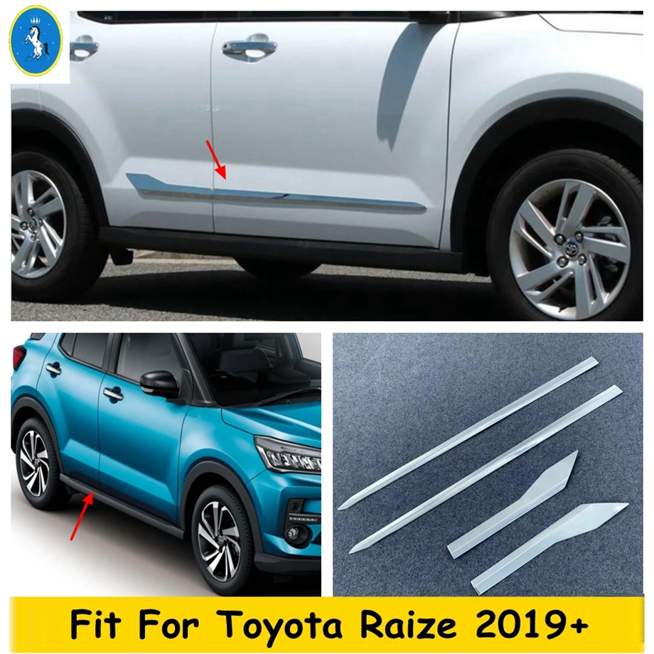 

Car Side Door Body Molding Anti-scratch Protector Strips Cover Trim Fit For Toyota Raize 2019 - 2021 Chrome Accessories Exterior