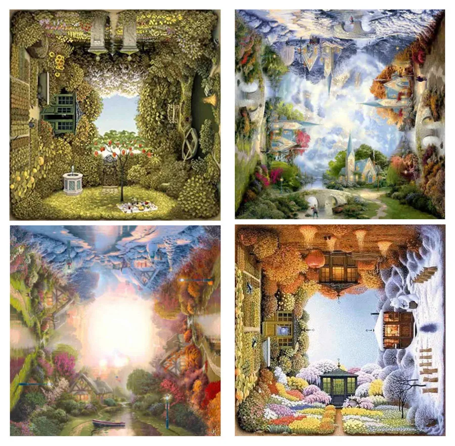 

Diamond painting Dream house There are mountains and water Scenery Diamond embroidery Cross Stitch Painting home Decor gift