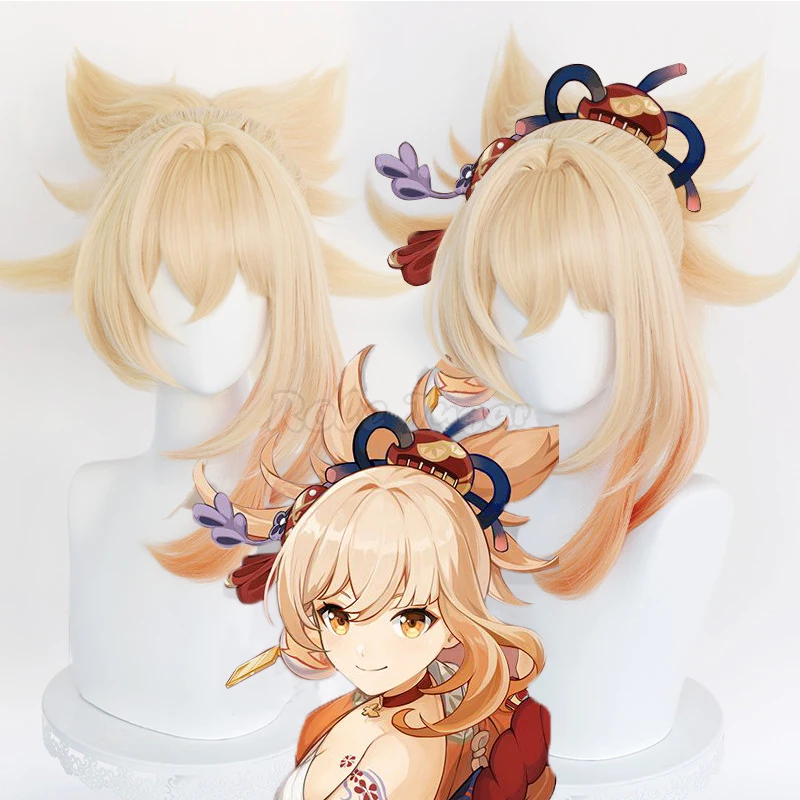 

50 cm Anime Game Genshin Impact Yoimiya Cosplay Wig Women Girls Halloween Party Heat Resistant Synthetic Hair Wigs C76M248