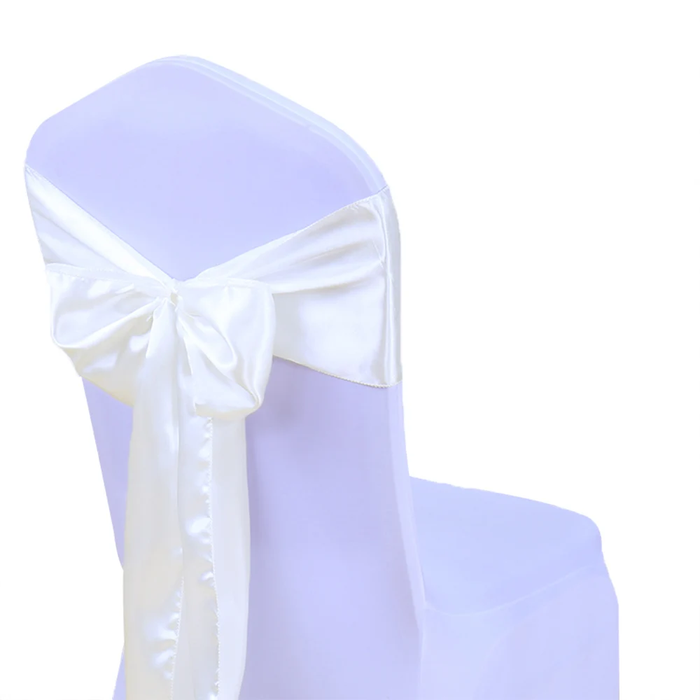 Ivory 100 шт./лот, свадебные украшения Tiffany Blue, стулья с бантиком, галстуки для отелей, свадьбы, банкета, вечерние, золотые, атласные, на стулья - Цвет: Ivory