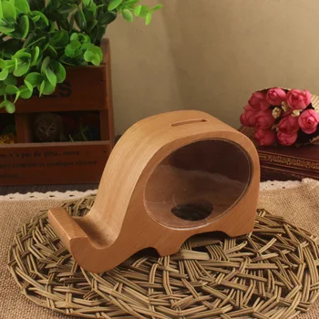 

Elephant Wooden Piggy Bank Creative Mobile Phone Holder Money Box Coin Can Home Decor Money Saving Gift for Kids