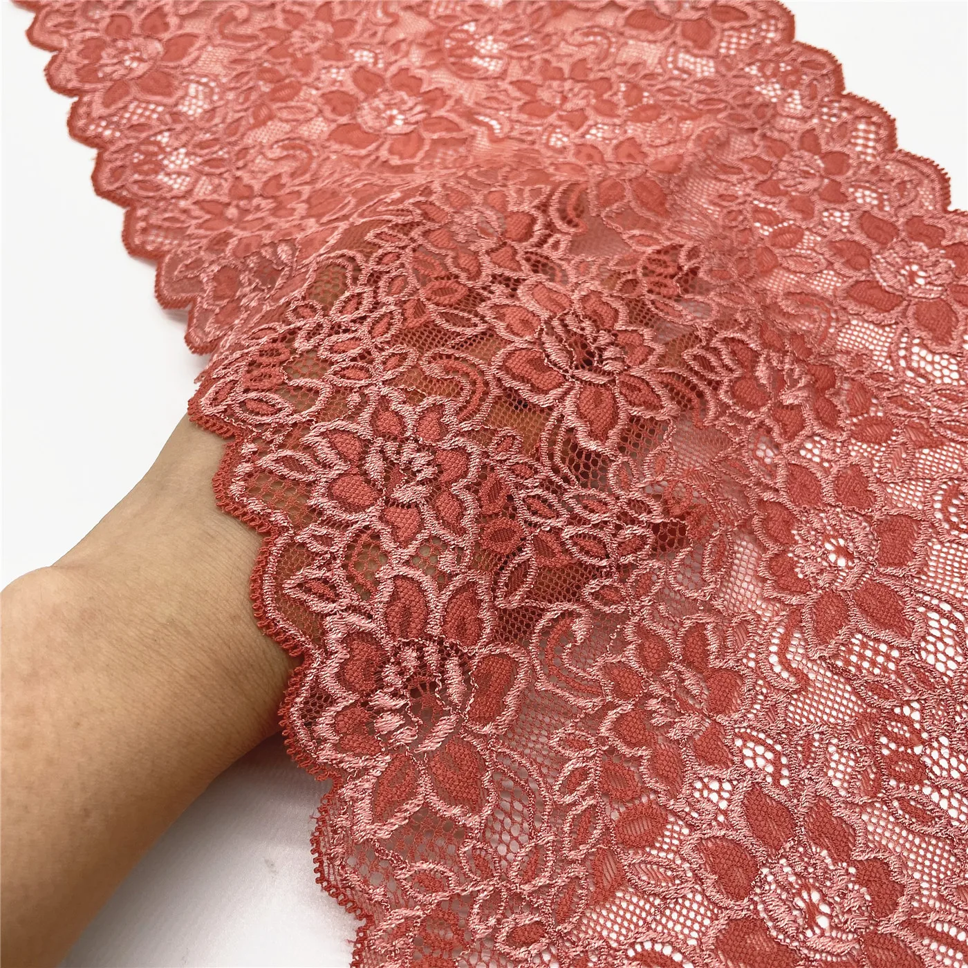 3M/Lot Width 9 inch 23cm Dark Grey Floral Stretch Lace Trim 5