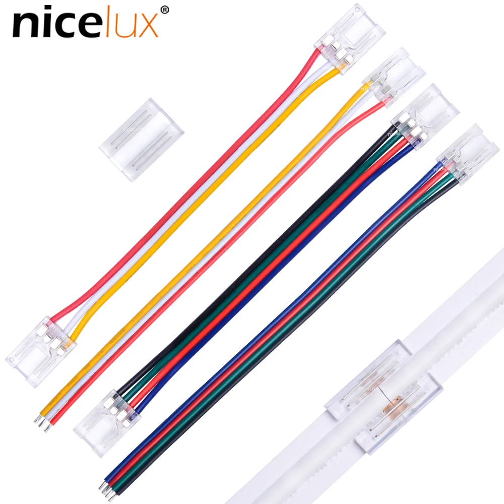 5pcs 3pin 4pin COB LED Strip Light Fast Connector Kit for 10mm IP20  Flexible High Density 3 Types Strip to Strip Easy Connecting