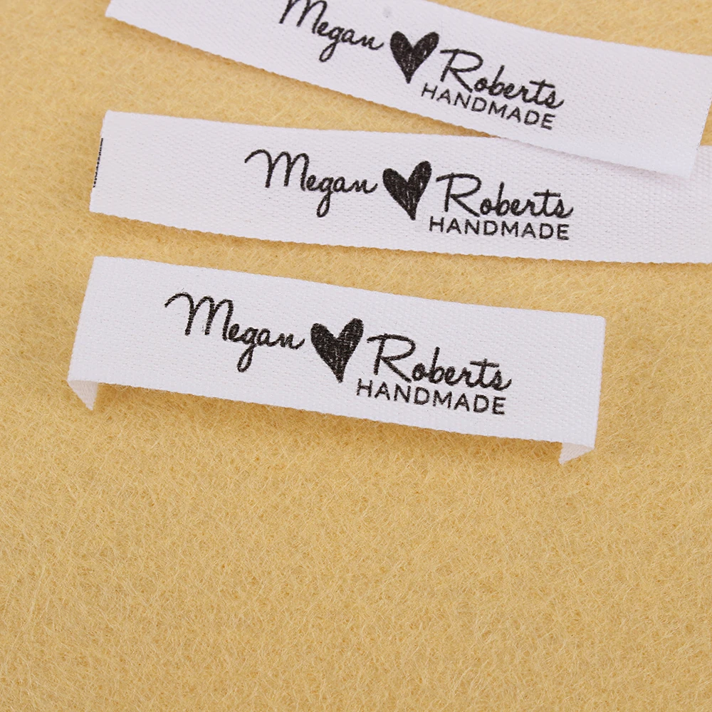 Custom Sewing Labels Personalized Brand Clothing Tags Logo Business Name Heart White Fabric 100% Cotton (MD5033) | Дом и сад