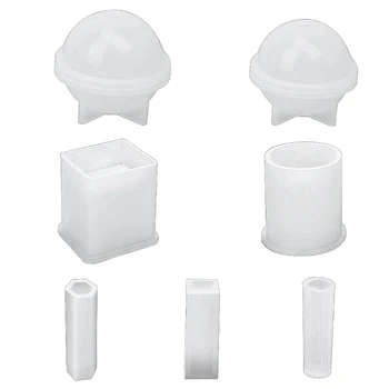 

7Pcs Crystal Epoxy Resin Mold 3D Spherical Cylinder Pendant Casting Silicone Mould DIY Crafts Jewelry Decorations Making Too