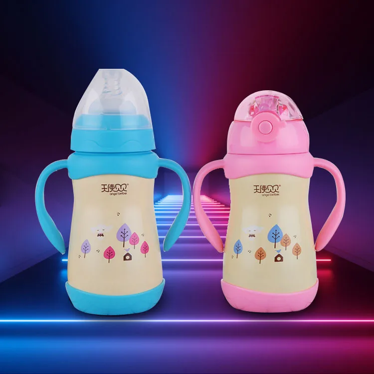 

Infant Insulating Milk Bottle 304 Stainless Steel Insulated Straw Cup Wide Aperture Insulating Milk Bottle Double Cover
