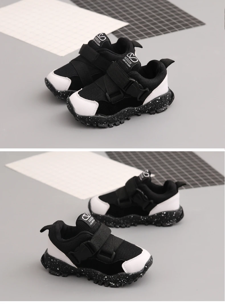 Spring Autumn New Style Air Mesh PU Leather Kids Girls Boys Sports Casual Toddler Sneakers Children Shoes