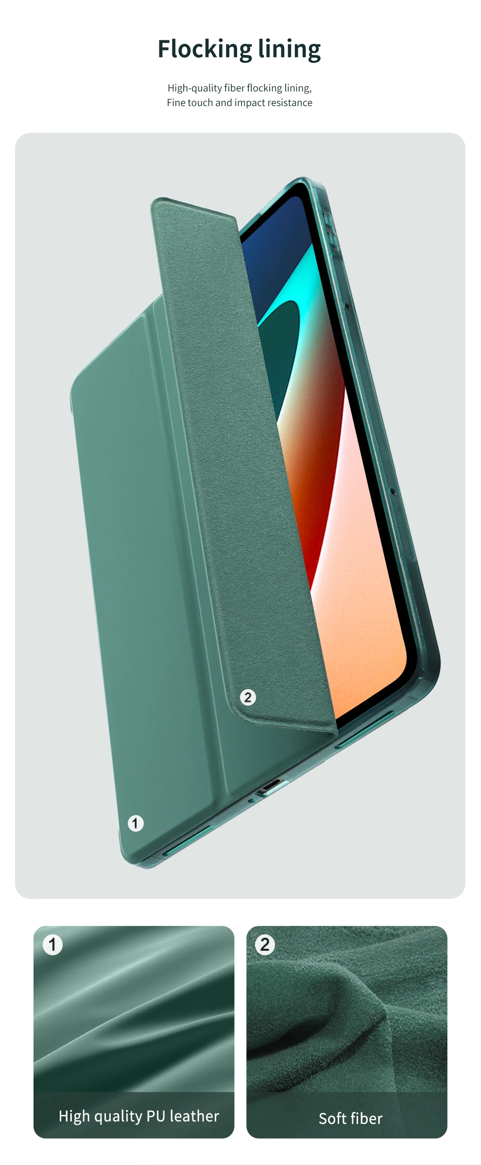 SmartDevil Soft Silica Folding Folio Case For Xiaomi Pad 5 5 Pro 11 inch Smart Flip Cover With Tempered Glass Screen Protector 9