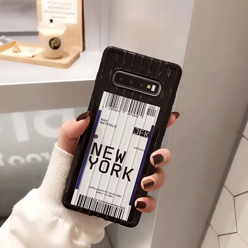 3D изогнутые костюм чехол авиа билеты чехол s для samsung Galaxy Note 10 10Pro Note 9 S8 S8Plus S9 S9Plus S10 S10Plus Мягкий ТПУ чехол - Цвет: New York