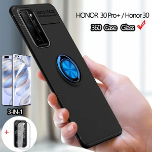 Image 1 - 3 in 1 Glass+Magnetic Silicone Case Huawei Honor 30 Pro 30Pro Plus Case Honor 30 Pro+ EBG AN10 Cover Honor30 magnetic ring Case