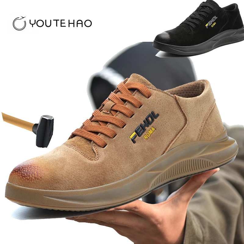 

Leather anti-smashing and anti-piercing soft bottom light safety shoes site protection work shoes breathable