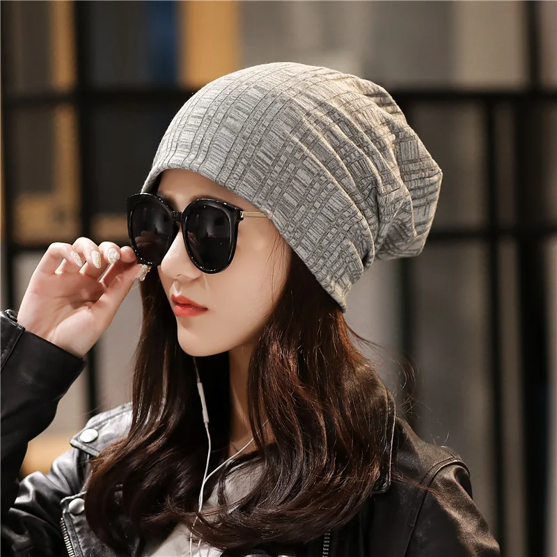 Модная Мужская/женская шапка Skullies, однотонная Кепка в стиле унисекс, зимняя Осенняя шляпа, шапочки для женщин/мужчин, аксессуары - Цвет: Light Grey