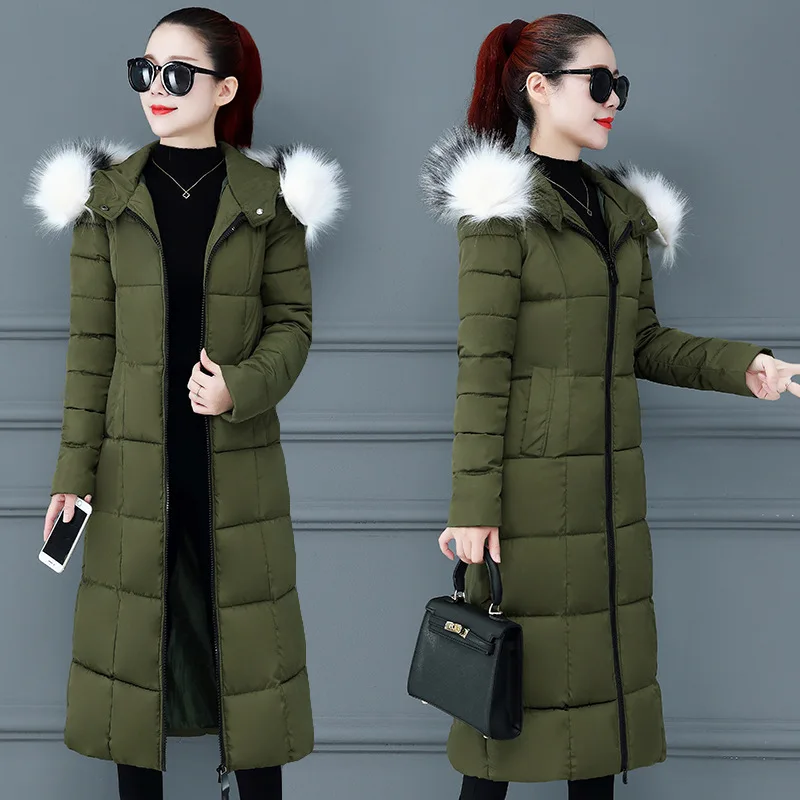 Длинная хлопковая стеганая одежда, женская зимняя одежда, стиль, корейский стиль, приталенный, облегающий, на шнуровке, большой размер, пуховик, хлопок-pa