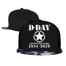 D-Day 75 лет юбилей мужские и женские кепки дальнобойщика, регулируемые хип-хоп Плоские бейсболки