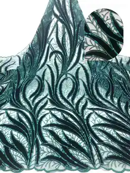 

FolaSade Most Popular Velvet Lace Fabrics 2019 High End Sequins Embroidered Nigerian Guipure Tulle Fabric For Wedding Wo257