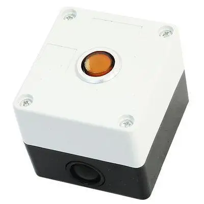 

SPDT Latching Orange Button White Plastic Case Pushbutton Control Station Box