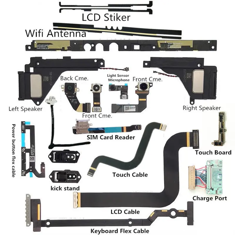 Original LCD Stiker Cable For Microsoft Surface Pro 5 Pro 6 1796 Wifi Antenna Kick Stand Touch Board Speaker Camera
