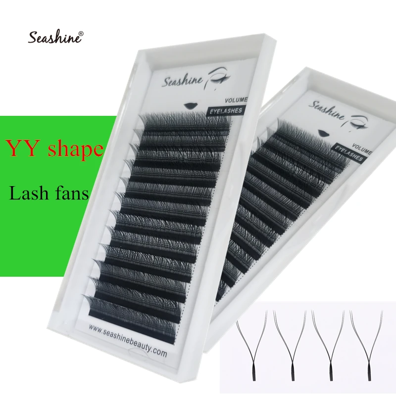 Seashine Lashes Y Shape Premade Fans Eyelash Extensions Individual eyelashes C D curl 2D YY lashes Y Shape lashes For Salon lakanaku y shape premade fans eyelash extensions brazilian volume cilia yy lashes y shape lashes cilios