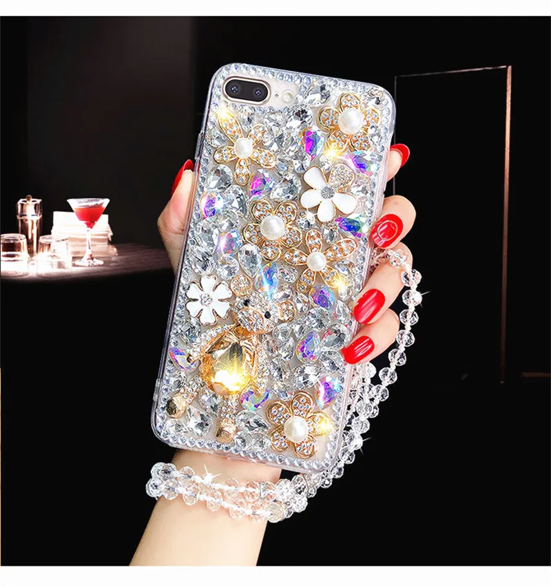 

case for iPhone 11 XR 7 8 11 Pro Max X XS Max Plus 6 6s cute little bear rhinestone soft cover