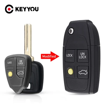 

KEYYOU Modified Key 4 Buttons Folding Key Shell Replacement Part For Volvo XC70 XC90 V40 V50 V70 V90 C30 C70 S40 S60 S70 S80