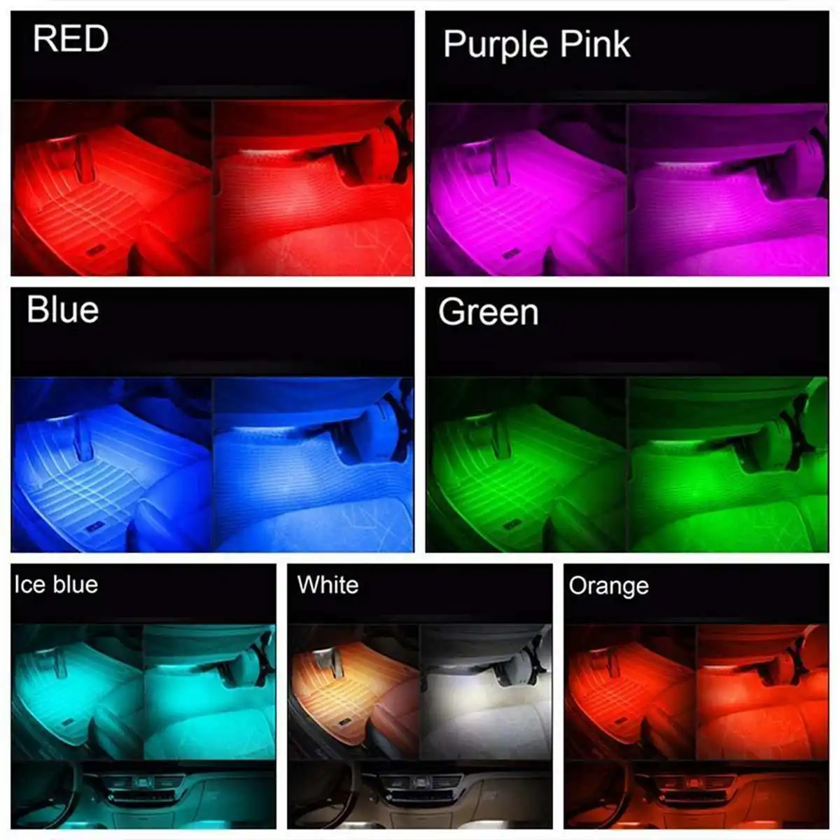 4 шт. USB автомобиля RGB Светодиодные полосы света 16 цветов DJ музыка декоративный дизайн автомобиля Atmospheres лампы салона автомобиля свет с пультом 12 В