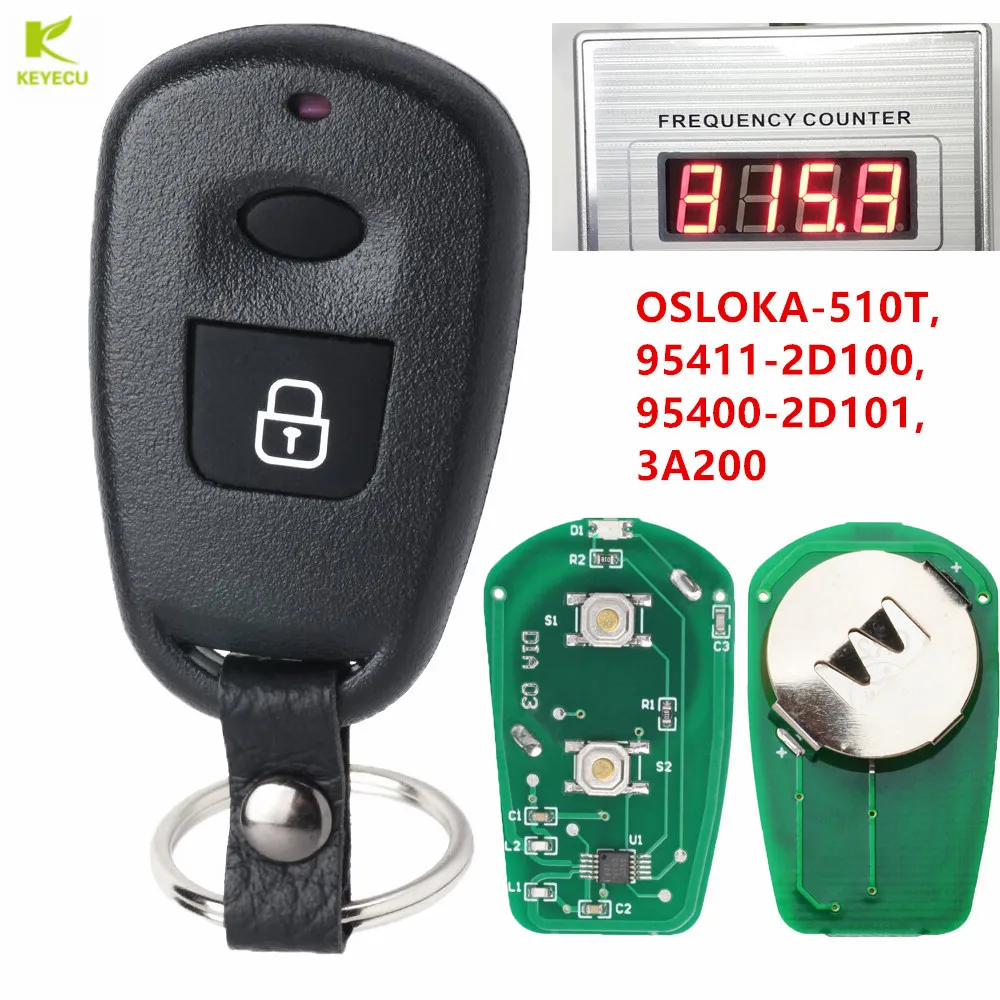 Car Remote Key KEYECU Transmitter Remote Key Control Fob 433MHz 2Button For Hyundai Elantra XD Matrix Santa Fe SM KIA Magentis Optima GD