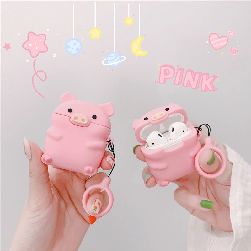 For AirPod 2 Case 3D Mini Pink Pig Cartoon Soft Silicone Earphone Cases For  Apple Airpods Case Cute Cover Funda|Earphone Accessories| - AliExpress