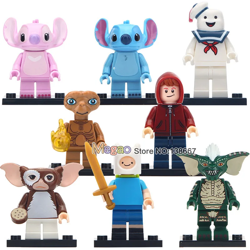 

10 Lots Of Gremlins Stitch ET Elliott Angie Gizmo Stay Puft Finn Stripe Building Blocks Toys for Children