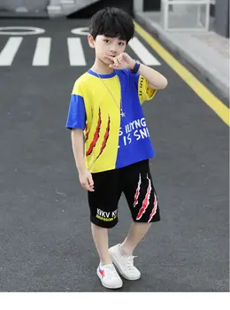 

Children's wear boys summer suit 2020 new 8 big children 9 boys summer foreign Korean short-sleeved handsome tide