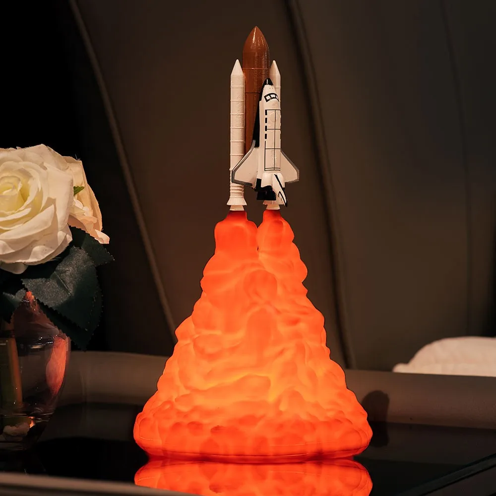 3D печать ракета свет лунный светильник Космический Шаттл свет умный дом ночник экзотический настольная лампа Защита окружающей среды - Испускаемый цвет: Красный