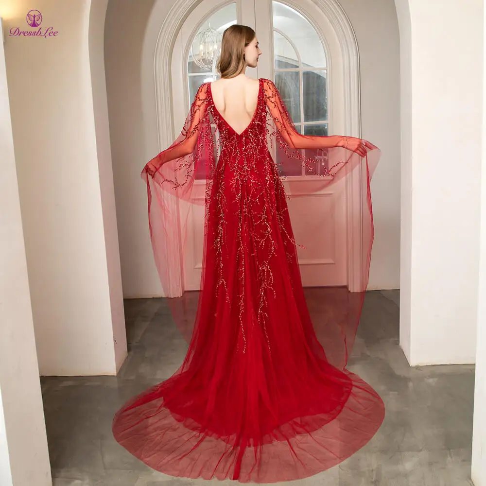 Vestido-de-festa платье rom в дубайском стиле длинные платья для выпускного вечера, украшенные кристаллами и жемчужинами вечернее платье с высоким воротником и длинными рукавами