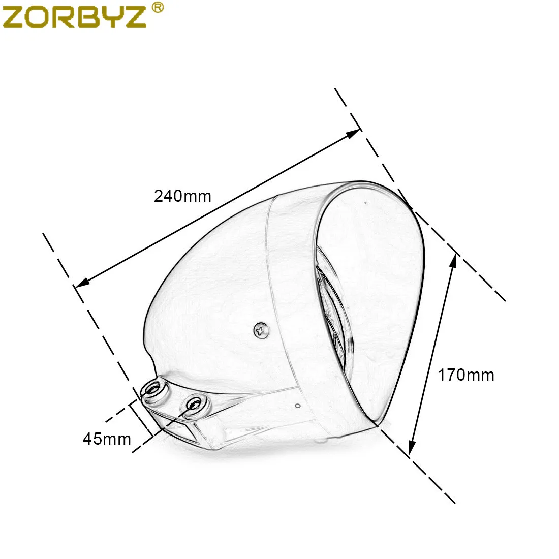 ZORBYZ черный мотоцикл 6," Пуля фара подходит для Harley cruise Honda Steed Shadow на заказ