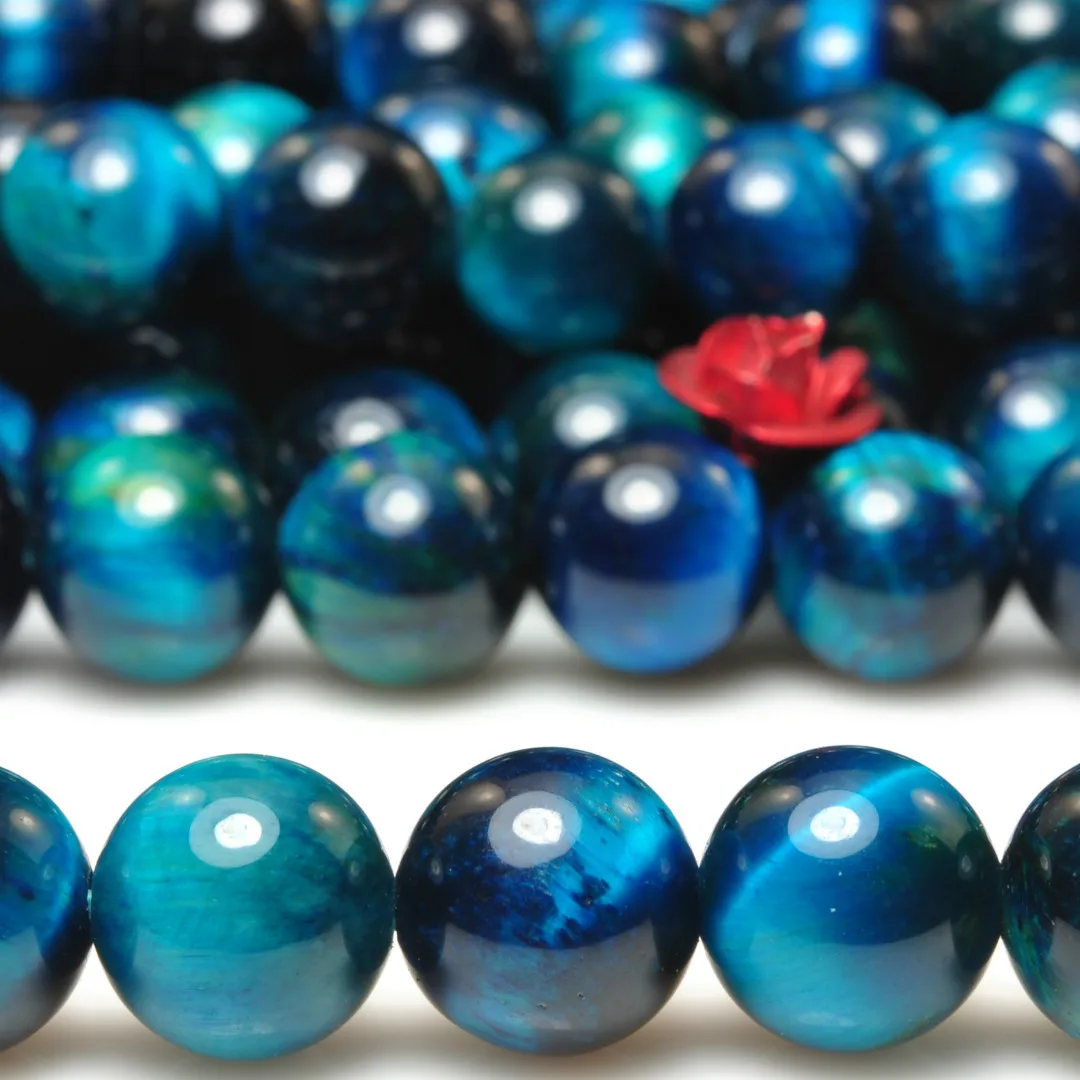 ICNWAY Natural 4-10mm Blue Tiger Eye Gemstone Beads for Silver 925 Jewelry Making DIY Necklace Bracelet Earring 15inch | Украшения и