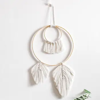 

Nordic Macrame Wall Hanging Home Decoration Accessories Feathered Charm Car Wall Hanging Hand-woven Tapestry Dream Catcher