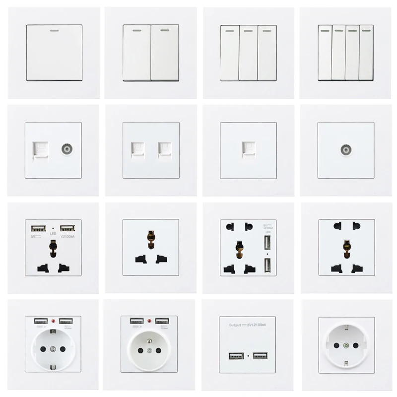 Atlectric 86 Тип пластиковая панель 1 2 3 4 банда способ питания Светильник розетка