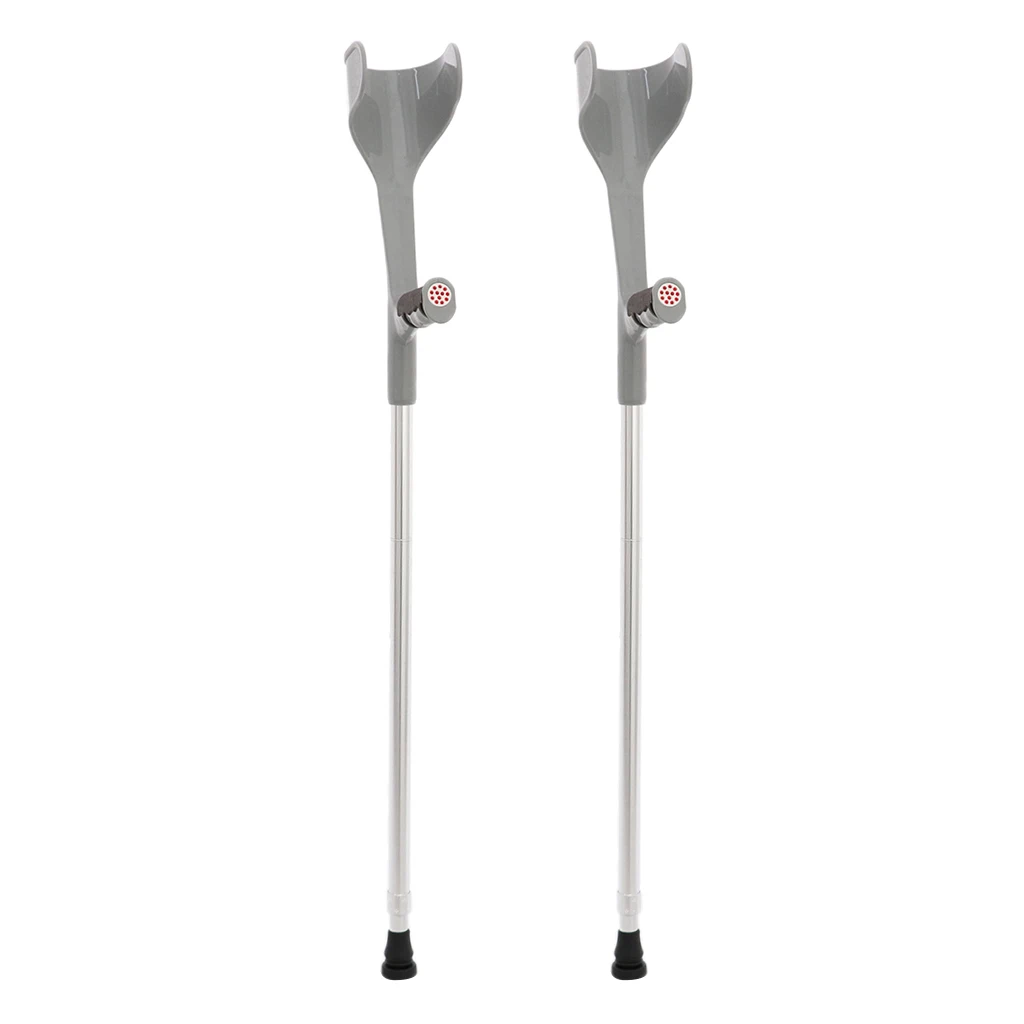 2pcs Premium Height Adjustable Lightweight Elbow Forearm Walking Crutches Gray