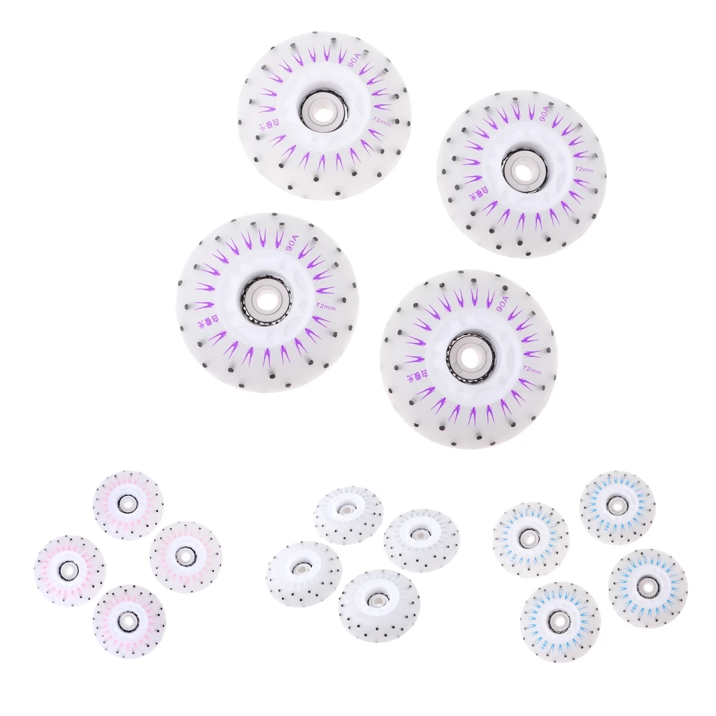 4pcs Multicolour Flashing Roller Replacement PU Flash Speed Skating Wheels Light Up Wheels for Adults Kids Roller Wheels