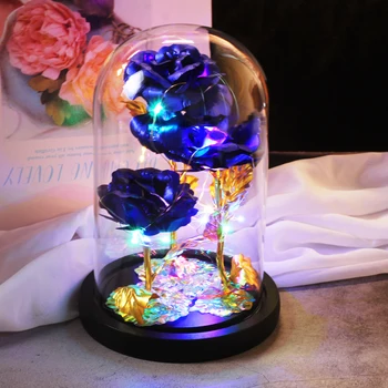 

Fake Flower Plastic Base With Lights Home Decor The Beauty Beast Rose Birthday Wedding Christmas Valentine's Day Gift For Ladies