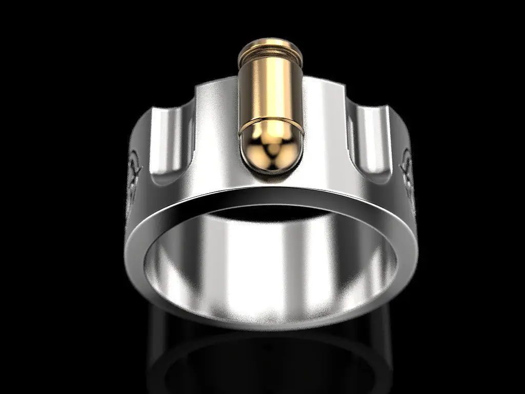 POFUNUO Classic Men's Silver Color Stainless Steel Ring Golden Bullet Hip Hop Punk Motorcyclist Banquet Jewelry Gift | Украшения и