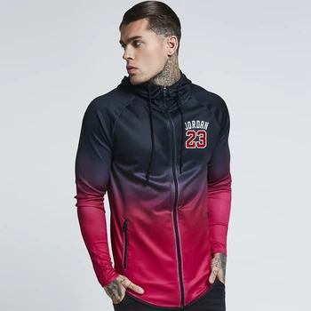 

Autumn and winter new men's sports and leisure Jordan 23 hoodie fashion gradient color slim zipper sports trend men's clothing