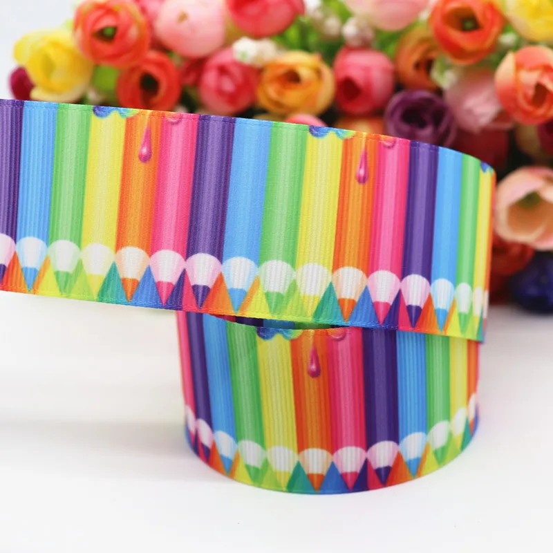 5 Yards 1.5'' (38MM) Back To School Printed Grosgrain Ribbons Hair Bows/ Gift Packaging DIY Handmade Materials Y19071904