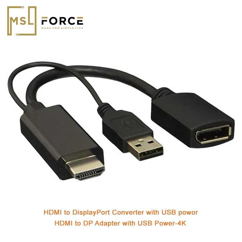 Активный HDMI к DisplayPort конвертер с USB питания 4K DisplayPort Монитор ТВ DisplayPort Женский адаптер 15 см кабель с USB2.0 - Цвет: HDMI adapter only