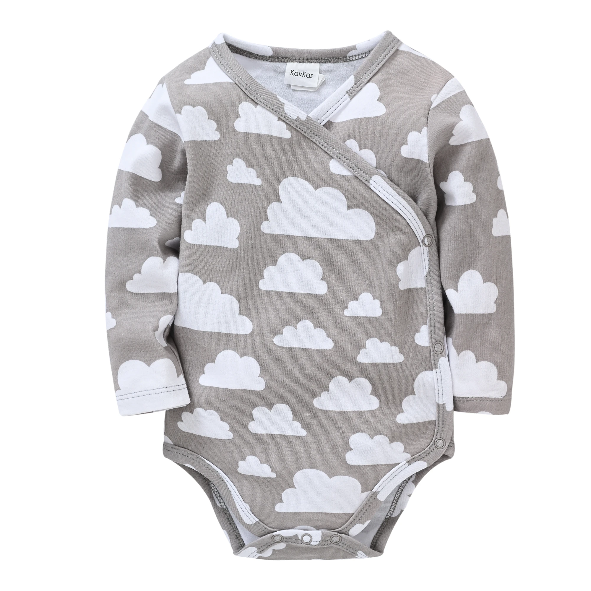 Kavkas Reborn Baby Girl 100% Cotton Infant Body Long Sleeve Cartoon Cloud Printing Grey Monk's Clothes аниме одежда Baby Jumpsuit Cotton 
