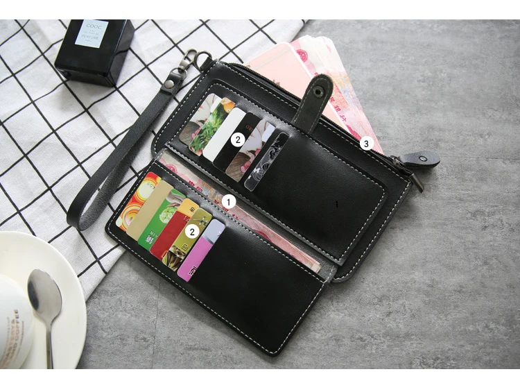 Multifunctional Fashion Women Wallet 2021 New PU Leather Long Wallets Multi-card Position Clutch Buckle Zipper Student Purse