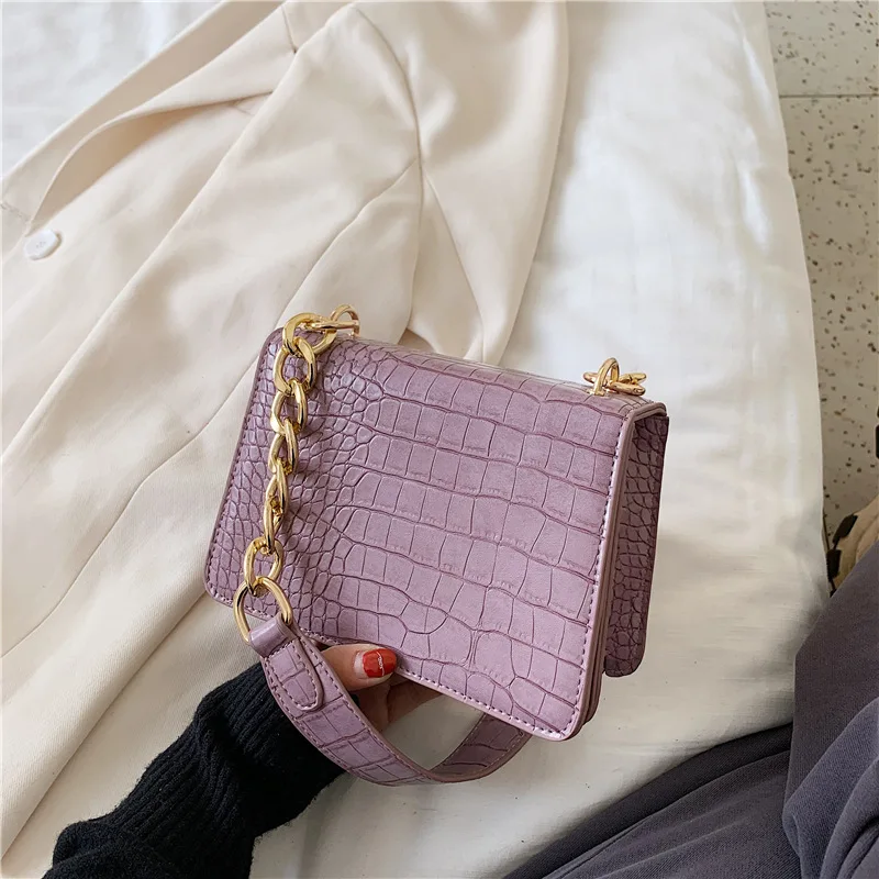 

Crocodile Pattern PU Leather Crossbody Bags For Women 2020 New Chain Female Shoulder Handbags Mini Purses Travel Cross Body Bag