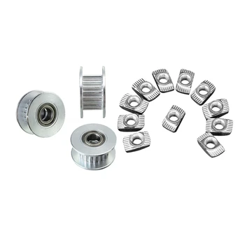 

3PCS 20T Dia. 5mm Bore 6mm GT2 Belt Smooth Idler Pulley with Bearing For 3D Printer & 100 Pcs M5 Hammer Nut Carbon Steel Aluminu