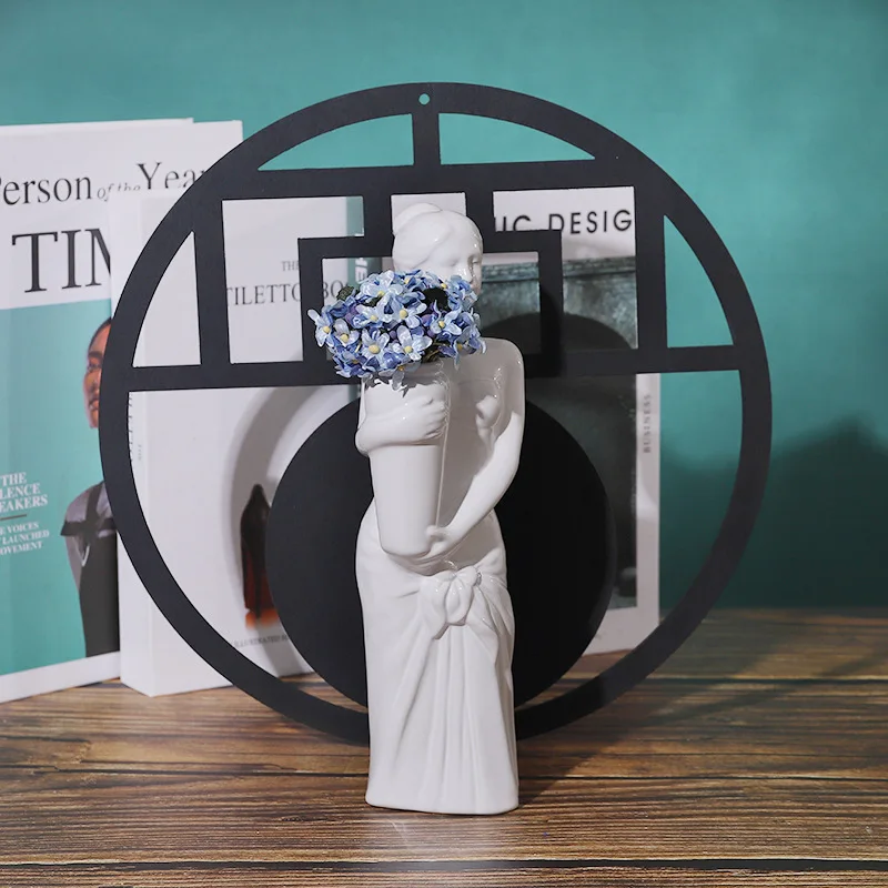 

Креативный керамический горшок с абстрактным изображением женщины, голая ваза для цветов, настольный цветочный органайзер для гостиной, садовый бонсай, горшок для декора