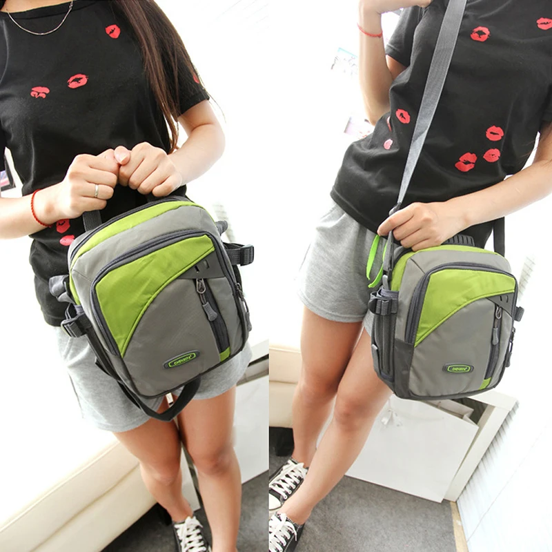 green Casual bag women's handbag messenger cross-body bag men nylon fabric shoulder bag waterproof mobile packet - Цвет: green